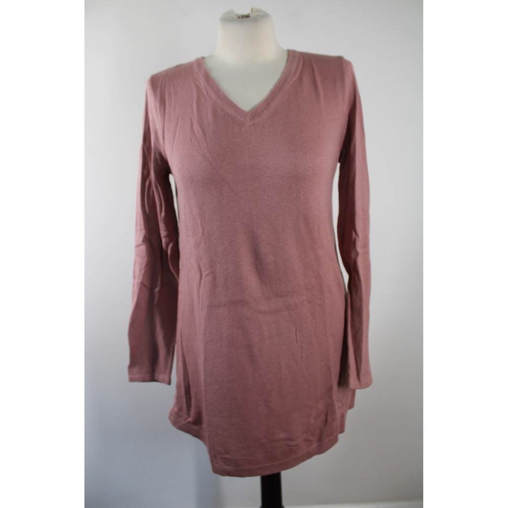 J. Jill XS Pink V-Neck Long Sleeve Tunic Sweater Knit Cotton Blend